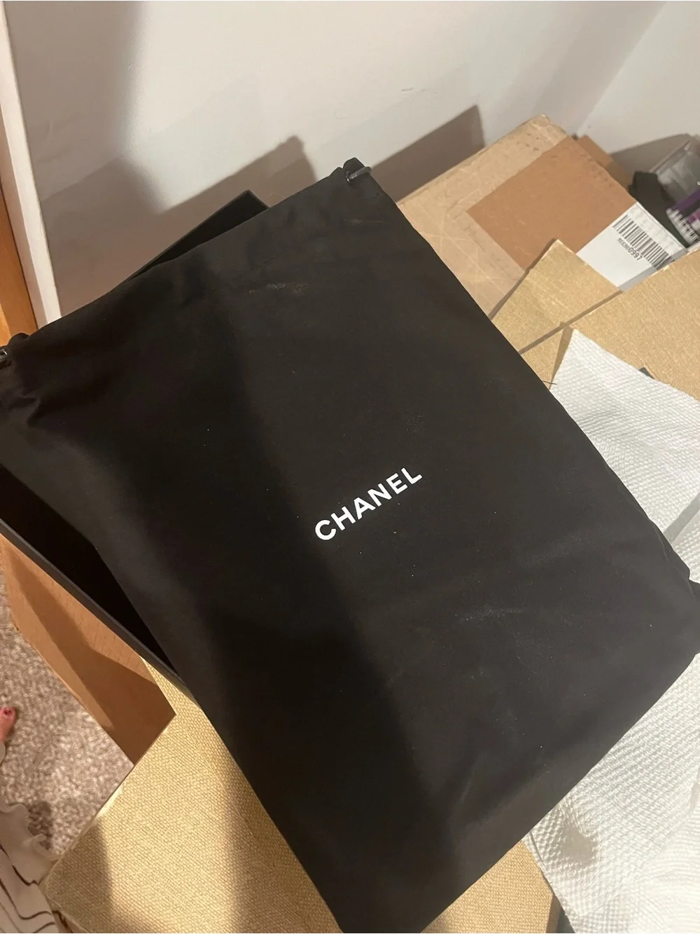 CHANEL Black and White Logo Canvas Men's Pouch